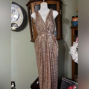Badgley Mischka Gold Sequin Dress